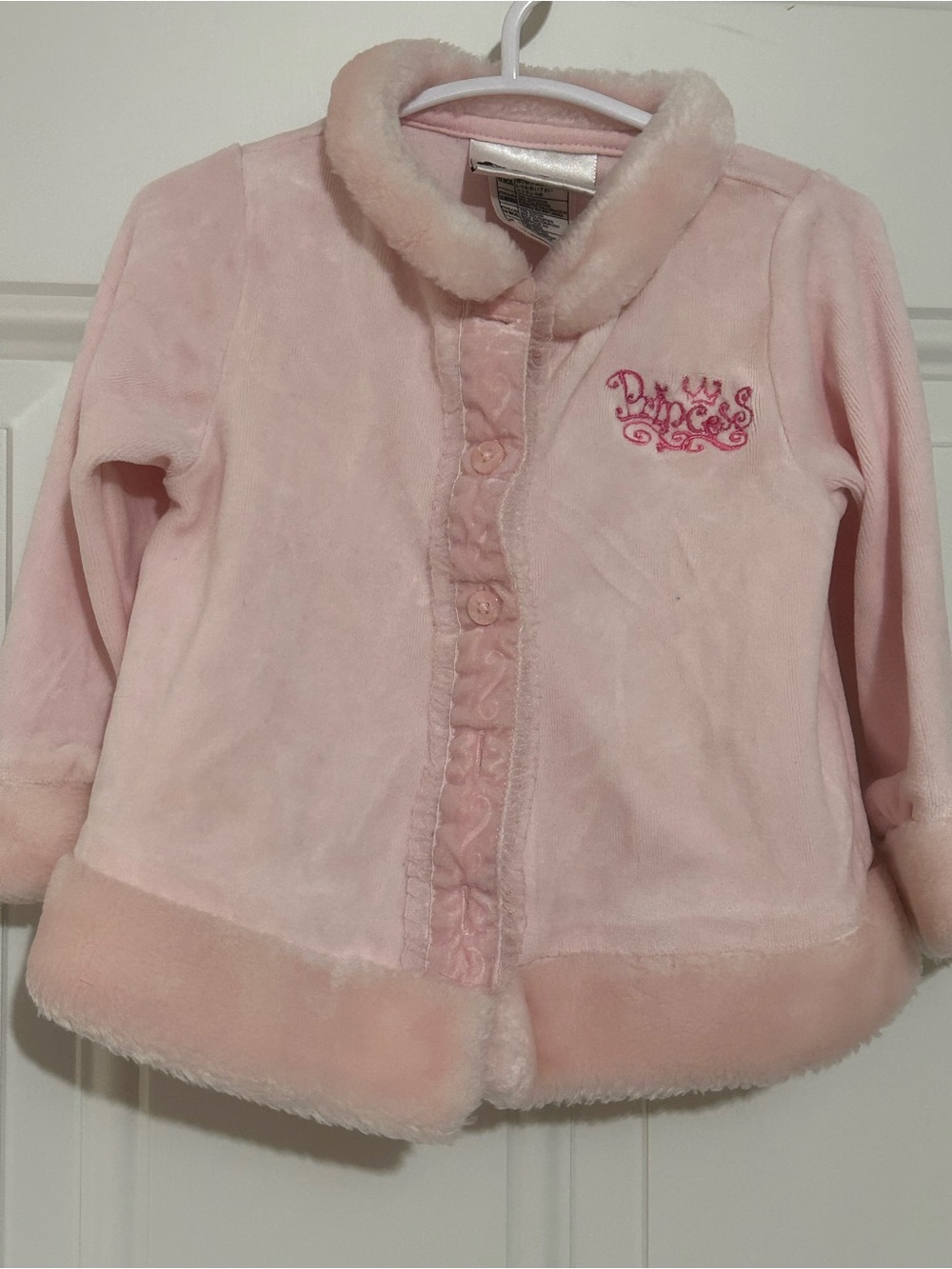 Girls' Pink Plush Princess Coat